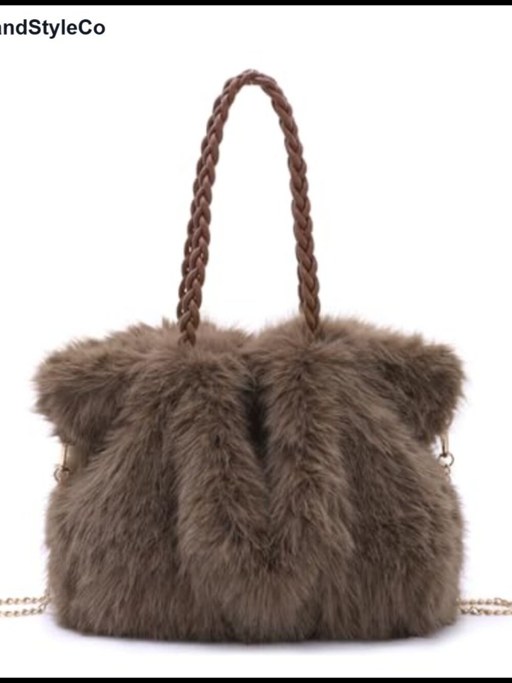 Faux Fur Tote Bag Soft Fluffy Furry Handbag 3-Way Carry Winter Purse